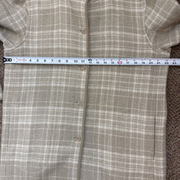 Coldwater Creek Women’s Long Plaid Button Jacket Wool Blend Oversized Women’s S - Picture 12 of 13